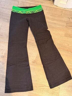 vintage Lululemon Astro Flare Pants w green plaid waistband